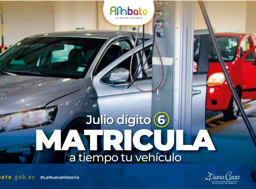 Matriculación vehicular Ambato digito 6 julio