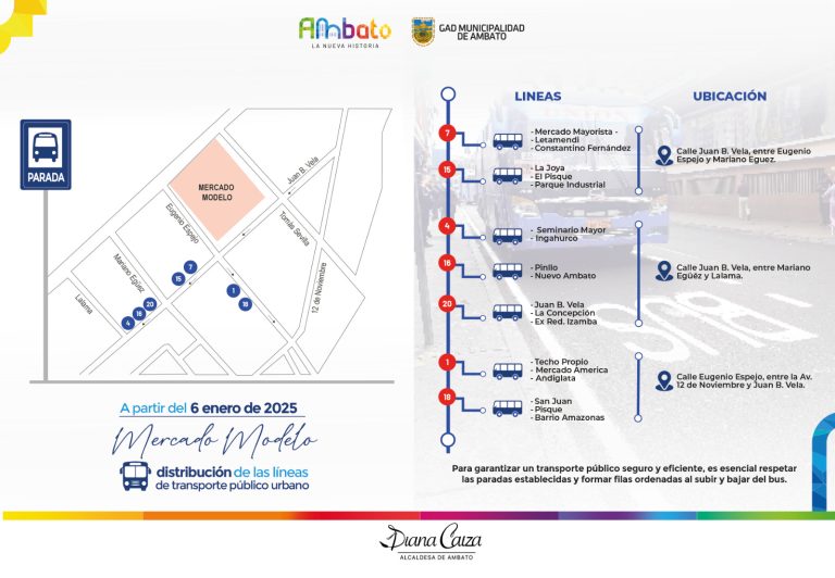 Nueva distribución de paradas de transporte público alrededor del Mercado Modelo